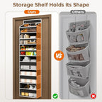 Over The Door Organizer, 6 Shelf Door Hanging Organizers with 6 Large Capacity Pockets, Behind Door Storage Hanging Shelves for Closet Wall Bathroom Bedroom Nursery
