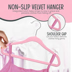 TechZoo 25 Premium Baby Velvet Hangers - 11.8 Inches Non-Slip & Ultra-Slim Baby Hangers for Space-Saving & Children Clothes - 360 Swivel Hook, Strong & Durable Infant & Toddler Clothes Hanger - Pink