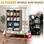 Ofiray-home 4 Tier Hanging Closet Organizer, 12 Compartments Sweater Organizer for Closet with 3 Sturdy Hooks, Closet Organizers and Storage, Wardrobe, Rv, Garment Rack, Grey