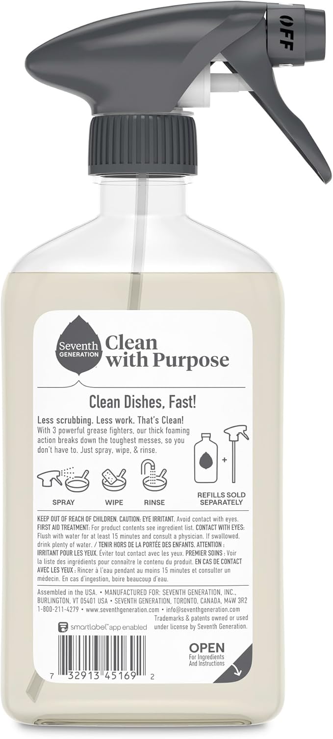 Seventh Generation Foaming Dish Spray, Power+ Mandarin Orange, 3 Powerful Grease Fighters, 16 Fl Oz