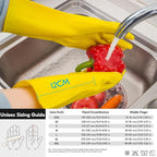 Vgo... 5-Pairs Reusable Household Gloves, Rubber Dishwashing gloves, Extra Thickness, Long Sleeves, Kitchen Cleaning, Working, Painting, Gardening, Pet Care (Size XL, Yellow, HH4601)