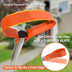 63-Inch Stirrup Hoe Garden Tool - Action Hoe with 15° Sharp Spring Steel Blade & Anti-Loosening Nut, Adjustable Long Handle Weeding Tool for Flower Beds, Yard, and Farm Weeding