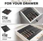 ALCOVA Spice Drawer Organizer, 4 Tier Expandable Spice Rack for Drawer from 9" to 18", Spice Organizer for Drawers and Countertop 8 Pcs Pack (Jars not included)