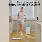 Mop and Bucket Set, Mops for Floor Cleaning Turquoise-Cyan, Wall Mop with Long Handle, Squeeze Flat Mop and Bucket System, Dry & Wet Dust Mop for Household Cleaning with 2 Microfiber Mops
