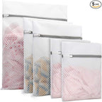 Muchfun 5Pcs Durable Honeycomb Mesh Laundry Bags for Delicates (1 Large 16 x 20 Inches, 2 Medium 12 x 16 Inches, 2 Small 9 x 12 Inches)