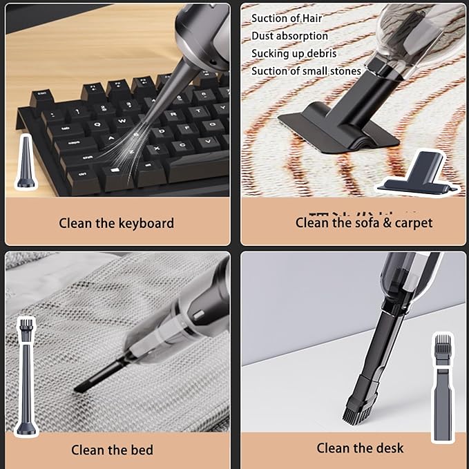 Car Vacuum Portable Cordless, 20000PA 120W 4 in 1 High Power Handheld Cordless Vacuum Cleaner & Air Duster,Air Blower,Multi-Nozzles,Brushless Motor 3-Speed Modes,for Car, Home, Pet,Office & Camping