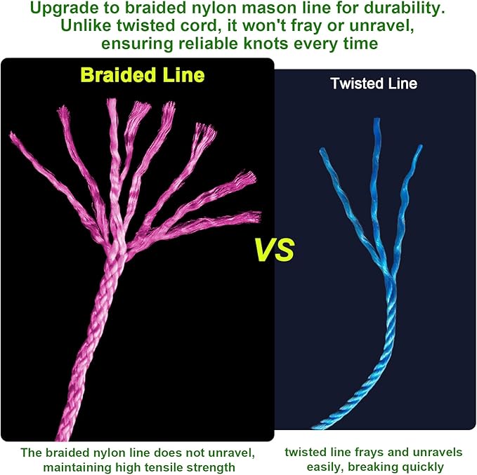 IMAGE 6 Roll Mason Line String Line - #18 Braided Nylon String - 500 Ft Length - Nylon with Reloadable Line Reel Twine for Gardening Or Masonry Tools, Perfect Construction String (Pink)