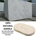 Marble Soap Dish Draining, Soap Dish for Shower, Bathroom, Sink Bath tub Dish, Soap Bar Holder, Soap Case, Holder for Sponges Hand Soap - Solid Oval Polished White