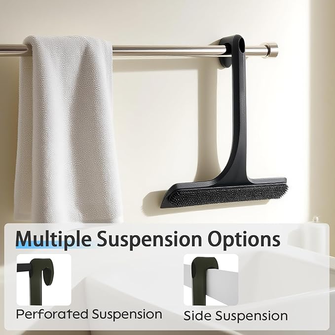 10.7“ Wide All-Purpose Shower Squeegee for Glass Doors, Squeegee for Shower Glass with Hook, Window Squeegee for Home, Small Squeegee for Shower, Bathroom, Car Glass, Mirror