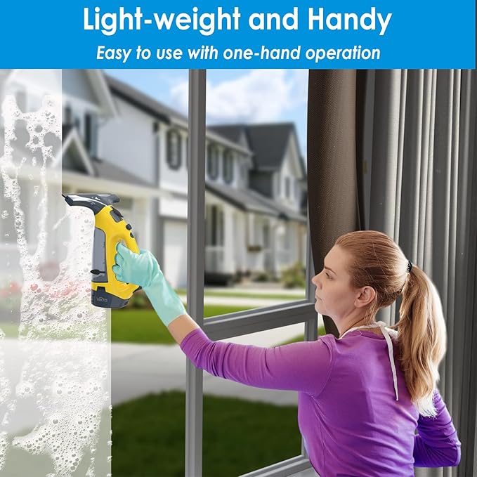 All-in-One Electric Window Vacuum Squeegee Set, Streak-Free Cordless Window Cleaner Tool with Telescopic Handle, Glass Cleaner Tool for Windows, Mirrors & Smooth Surfaces