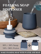 INGOFIN Ceramic Foaming Soap Dispenser - 12 oz Foam Hand Soap Dispenser Bathroom, Ceramic Dish Soap Modern Dispenser with Pump for Kitchen, Matte Blue