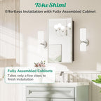 TokeShimi 17x25 Recessed Medicine Cabinet with Mirror Wall Mounted, Metal Beveled Mirror with Storage for Bathroom Vanity, Aluminum Alloy Medicine Cabinet Mirrored Silver