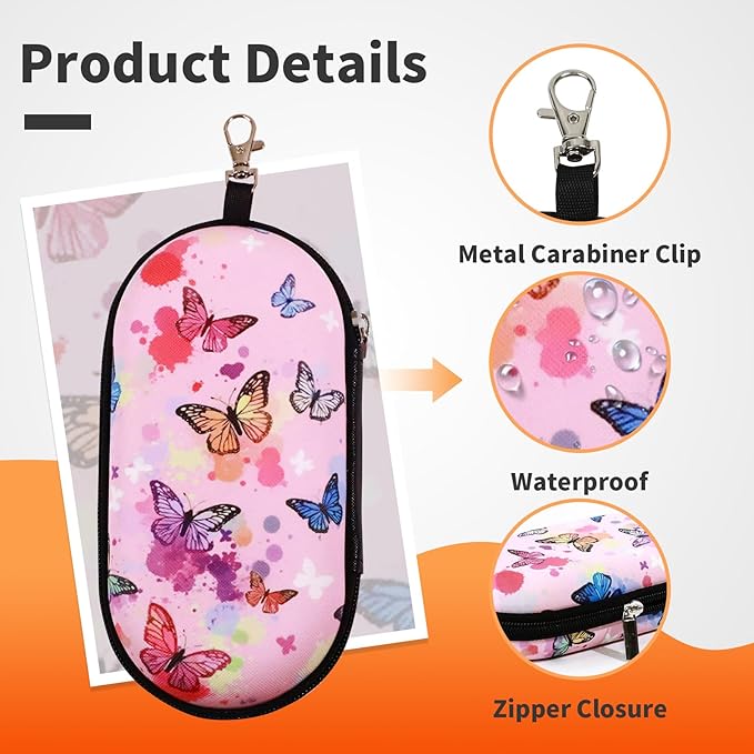 Double Eyeglasses Case, Hard Shell Dual Sunglasses Organizer with Zipper Clip Travel Glasses Storage for Women Men