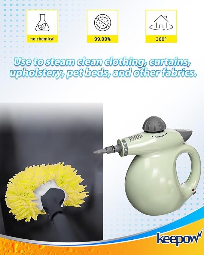 KEEPOW 10 Pack Universal Microfiber Cloths for Handheld Steam Cleaner Attachments Compatible with Bissell Steam Shot, Wagner Spraytech, PurSteam, Phueut, Dovety, McCulloch, Steam Cleaner Accessories