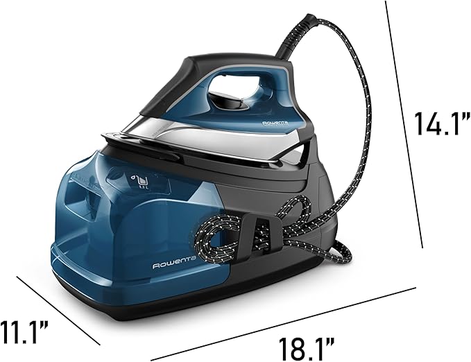 Rowenta, Iron, Stainless Steel Soleplate Professional Steam Station for Clothes, 1.1L Removable Tank, Fast Heat Up, 1800 Watts, Blue Clothes Iron, DG8624