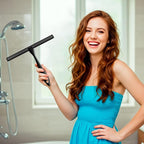 2PACK All-Purpose Shower Squeegee for Shower Doors, Tile Shower Walls, Bathroom, Window, Glass and Car Windshield, Mirrors and Kitchen-Stainless Steel, 10 Inches, Black