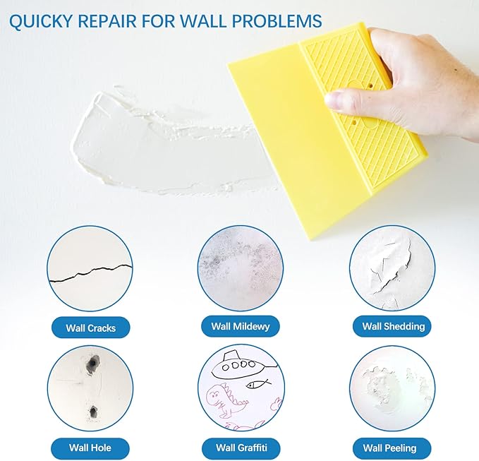 Drywall Repair Kit,Drywall Hole Patch Repair Kit to Fix Wall Surface Holes and Creak Damage with White Repair Putty 17OZ,8PCS Aluminum Repair Patchs,Scraper,Sanding Pad Fill Quick and Easy Solution