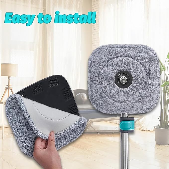 8 Pack Microfiber Mop Head Replacement, Compatible with True & Tidy SPIN-800 TrueClean Mop M16 Spin Mop，Square Microfiber Mop Pads Fit for Most Square Spin M16 Mop