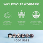 6-Pack XL Organic Wool Dryer Balls - 100% New Zealand Wool, Reuse for 1000 Loads, Fair Trade, Handmade in Nepal, Dryer Balls Laundry Reusable, Critters Dryer Ball Set, Mesh Laundry Bag