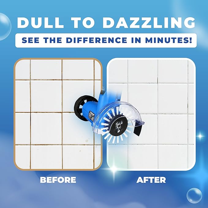 Electric Stand-Up Lightweight Grout Cleaning Machine – Easy-to-Use Tile Grout Cleaner for Deep Cleaning Kitchen Floors, Bathrooms & Tile Surfaces | Powerful Electric Floor Scrubber Tool (Original)