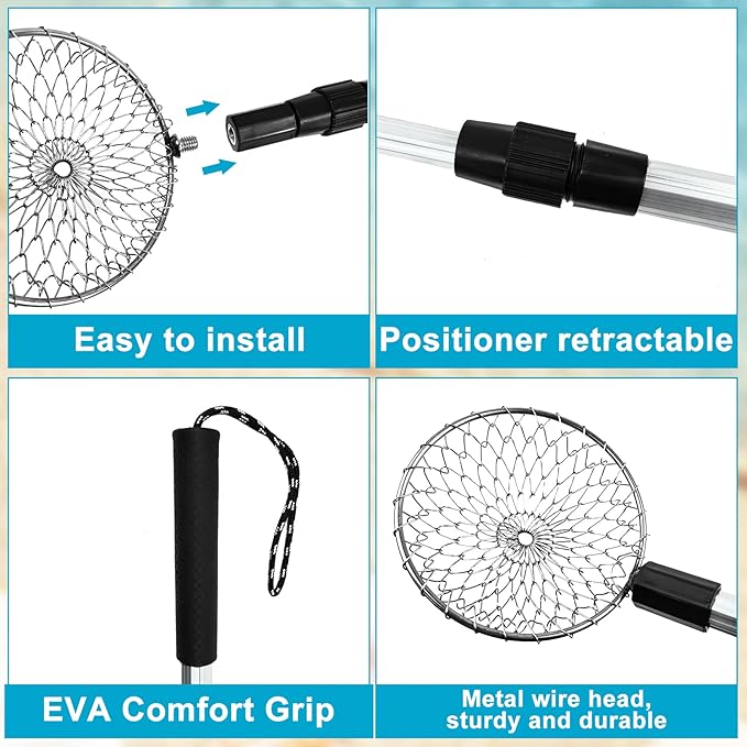 3 Pack Sand Sifter Tools - Beach Scoop for Beachcombing Shell Shark Tooth Sifter Collect Seashell Hunting Rocks Sifting, 32.6” Long Adjustable Telescoping Shovel with 4.1” Sieve Basket