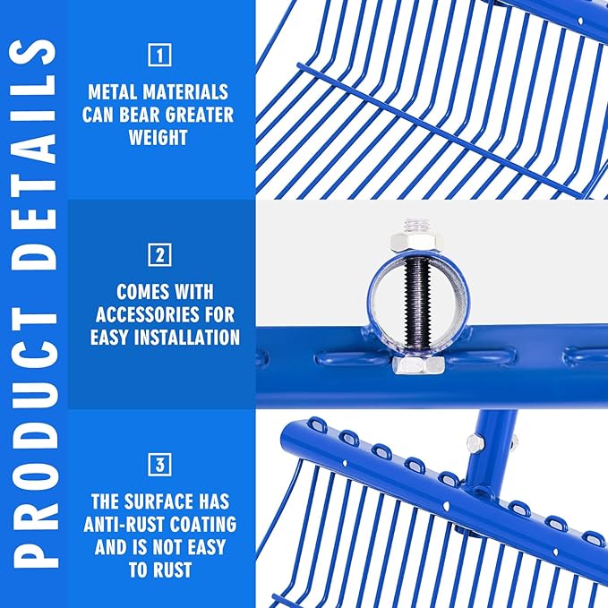 Tandefio 2 Pack Pitchfork Replacement Head Metal Horse Manure Rake Gardening Pitch Fork with Angled Tines for Horse Stall Poop Picking up(Blue)