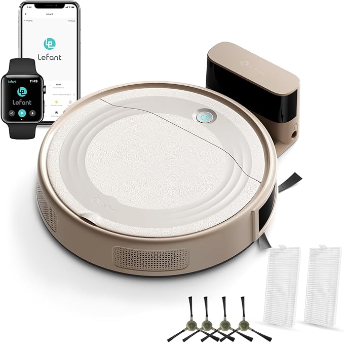 Lefant M310 Robot Vacuum Cleaner, 4500Pa Strong Suction with PreciSense Avoiding, Slim, Self-Charging, 160Mins Runtime, App/Wi-Fi/Alexa, Ideal for Pet Hair & Hard Floor Cleaning