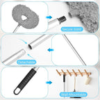 Eunice 7FT Ceiling Fan Duster with Extension Pole, Adjustable and Removable Fan Cleaner Blade for High Ceiling, Window Door Furniture (Blue)