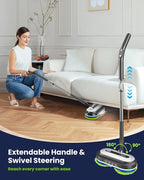 Cordless Electric Mop, Electric Spin Floor Mop with LED Headlights & Water Sprayer, Long-Lasting Battery, Large 290ml Tank, Self-Propelled Floor Cleaner with Adjustable Tube for All Floors