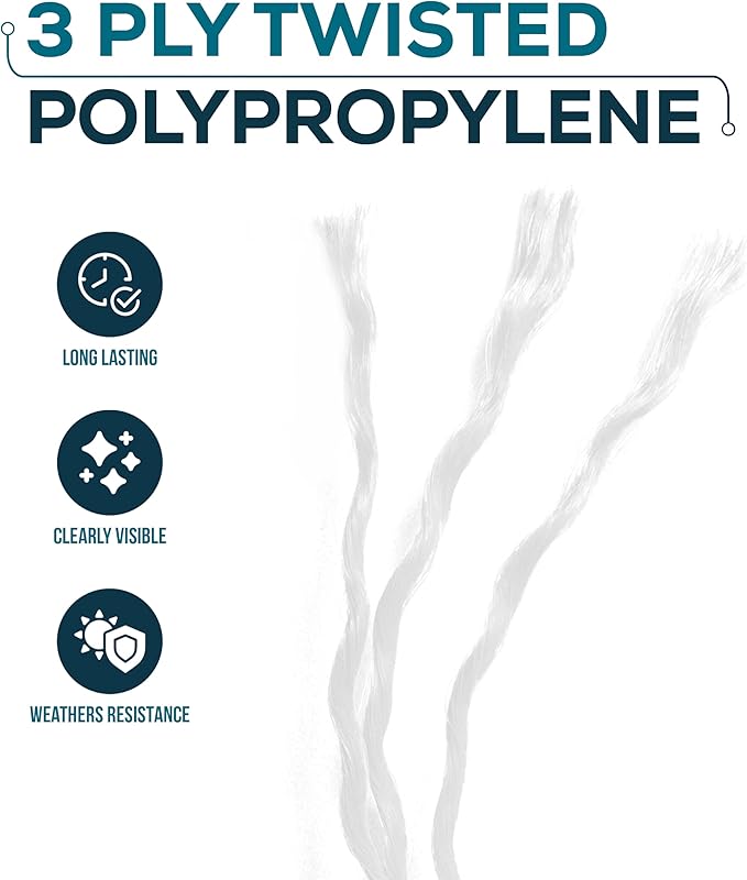 White Mason Line String – 393ft, 1.3mm Thick Twisted Polypropylene – Durable Construction Twine for Laying Bricks, Blocks, Fences in Gardening, DIY & Landscaping Projects