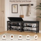 Shoe Rack Bench Seat Rubberwood 2-Tier Wooden Storage Bench 560lbs Compact Mid-Century Modern Design for Entryway, Hallway, Closet, Front Door Entrance, Foyer