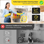 Electric Spin Scrubber, 3000 mAh Cordless Power Scrubber with 8 Replaceable Heads, Dual Speed Lightweight Handheld Scrubber for Cleaning Stove/Bowl/Sink/Corner/Tile/Grout (Black)