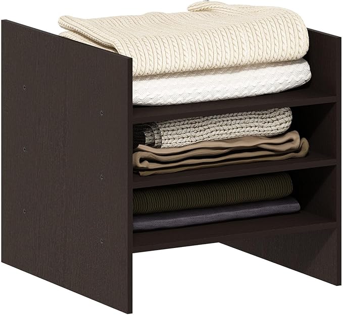Furinno Cubicle 3-Shelf File Organizer Cube Insert (Does not fit IKEA Kallax Shelving), Black Dark Oak