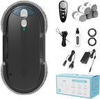 Window Cleaning Robot – 2400-3200Pa Suction, Dual Ultrasonic Spray, 85ml Tank, Edge Detection, Anti-Drop, 3 Cleaning Modes for Streak-Free Glass(Black)