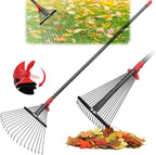 61 Inch Rake for Leaves , Adjustable 18 Tines with Expandable Head 9-18in Grass Rake Heavy Duty Metal Rakes for Women Children Yard Gardener Gardening Grass Debris Lawns