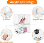 1 Pack Clear Acrylic Sneaker Shoe Display Case,Shoe Storage Boxes Stackable,Acrylic Boxes for Shoes Display with Lid,Boot Storage Organizer for Tall Boot,Purse Handbag Organizer for Closet