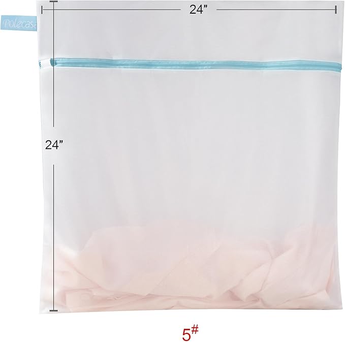 Polecasa 2 Pcs Premium Fine Mesh Laundry Bags, 2 Large 24 x 24 Inches Durable Laundry Wash Bagswith Sturdy Zipper for Delicates