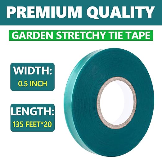 20 Pack Total 2700 Feet Stretch Tie Tape Roll 1/2" Garden Tape Sturdy Garden Plant Ties Green Vinyl Plant Ribbon Gardening Tools Green Garden Roll Garden Tie Tape for Indoor Outdoor Patio Plant Use