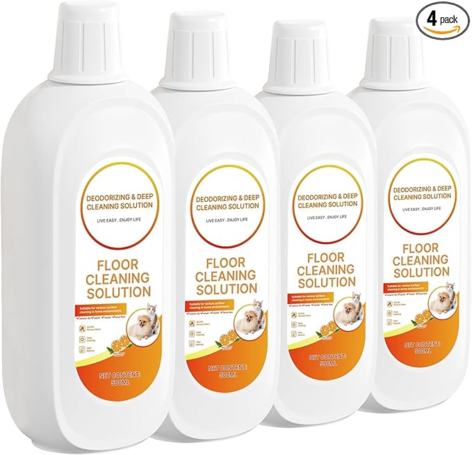 4 Packs Floor Cleaning Solution Compatible with Tineco iFloor & Floor One Cleaner Solution Orange Scented Deep Clean Residue & Streak Free for Multiple Hard Floors, for All Robotic Vacuum Mop Solution
