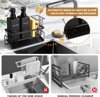 GMISUN Dish Soap Dispenser, 12 fl oz / 350 ml Dual Kitchen Soap Dispensers with Sponge Holder, Customized Matte Black Kitchen Soap Dispenser Set, Modern Hand and Dish Soap Bottle Set Removable