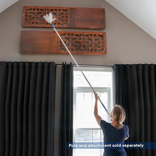 Unger Microfiber Feather Duster for Cleaning, Household Dusting, Cleans Fragile Objects, Machine Washable, Attaches to a Pole