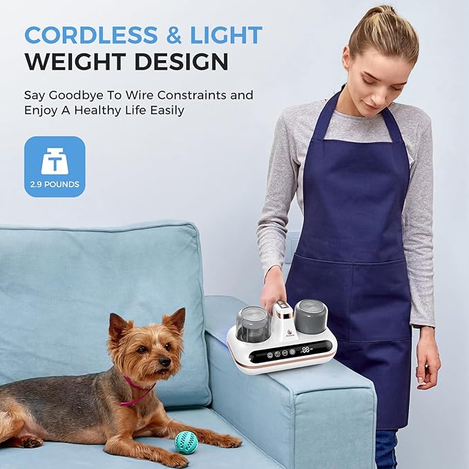 Mattress Vacuum Cleaner - 5-in-1 Cordless Bed Vacuum Cleaner, Powered by UV-C Light & Ultrasonic Technology, 16Kpa Strong Suction,Low Noise,Suitable for Dust, Pet Hair, Etc.