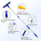 ITTAR Grout Brush with Long Adjustable Handle, Swivel Scrub Brush, V-Shape Grout Line Scrubber with Stiff Bristle for Deep Cleaning Tile Grout, Shower, Kitchen, Hard-to-Reach Corners