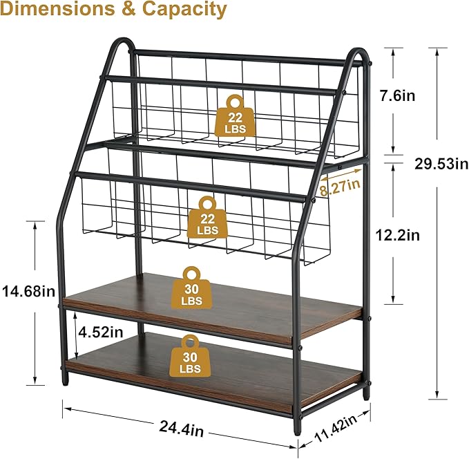 VECELO Magazine Rack FloorStanding,Magazine Display Stand Brochures Newspaper Holders,with 2 Shelves Board for Office,Library,Exhibition Hall,Hospital Indoor&Outdoor,Grey