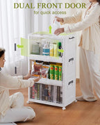 OlarHike 144QT Lockable Storage Bins with Lids - Folding Storage box with Doors and Wheels, Collapsible Plastic Storage Bins for Closets, Stackable Storage Organizer, Storage Containers, 3 Pack Cubes