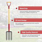 Heavy Duty Garden Fork for Digging, 4 Tines Pitch Fork for Gardening Compost, Garden Pitch Fork with Wooden Handle, 45 Inches