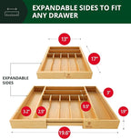 ROYAL CRAFT WOOD Luxury Bamboo Kitchen Drawer Organizer - Silverware Organizer, Utensil Holder & Cutlery Tray Drawer Dividers for Flatware (9 Slot, Natural)