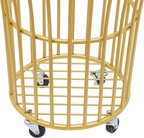Household Storage Basket, 360° Rolling Movable Laundry Basket,Floor-Standing White Multi-layer Clothes Organizer for Kitchen,living Room and Bathroom (Metal Gold)