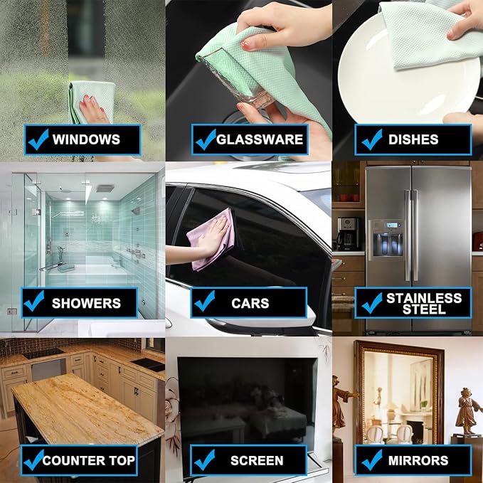 Easy Clean Fish Scale Nanoscale Cleaning Cloth,Streak Free Microfiber Glass Cleaning Cloths for Window Mirrors Windshields,Lint Free Microfiber Polishing Cleaning All-Purpose Towel Pack of 6(Purple)