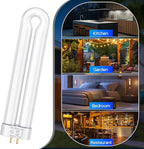 Klahaite Replacement Light Bulb Bug Zapper 15W Bug Light Bulbs for K15, X3,T6, T8, T9 Bug Zapper Outdoor 4-Pin Base U Shaped Twin Tube Bulb for Outdoor Mosquito Zapper